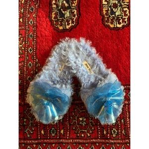 Miu miu blue shearling slides with large sequins